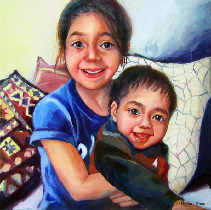 Zainab & Amir my grandkids painted in May 2020. During pandemic when Covid-19 was at its peak.